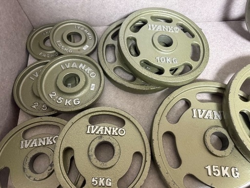 中古】オリンピックプレートセット IVANKO 1.25Kg×2/2.5Kg×2/5Kg