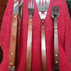 BBQ　バーベキュー　 ツール4点セット 　中古品 　ステンレス製の画像