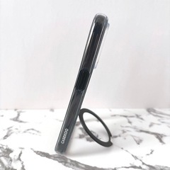 新品✨️iPhone14pro ケース 透明 クリア 黒 スタンド 磁力 リングの画像