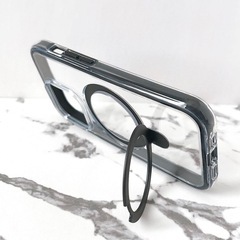 新品✨️iPhone14pro ケース 透明 クリア 黒 スタンド 磁力 リングの画像