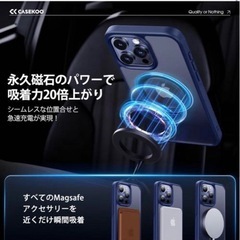 新品✨️ iPhone 15 pro ケース マット 半透明 ブルー 青 スタンド 磁力の画像