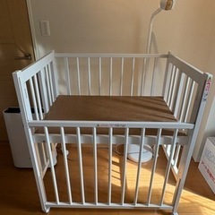 【美品】ベビーベッド　ミニ　ハイタイプ　日本製　石崎家具