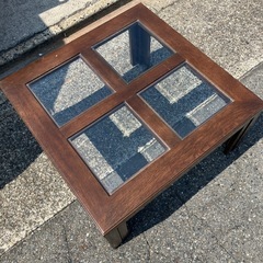 【カリモク/ドマーニ(最高峰ブランド)】モーガントン　morganton domani スクエア　ガラスローテーブル　センターテーブル　机　デスク　カリモク家具　ブランド家具　インテリア　アンティーク　ビンテージ　ヴィンテージ　【🉐かなりお買い得‼️】【79.5×79.5高40】の画像