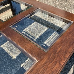 【カリモク/ドマーニ(最高峰ブランド)】モーガントン　morganton domani スクエア　ガラスローテーブル　センターテーブル　机　デスク　カリモク家具　ブランド家具　インテリア　アンティーク　ビンテージ　ヴィンテージ　【🉐かなりお買い得‼️】【79.5×79.5高40】の画像