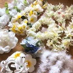 フラダンス　レイ　素材　造花　白の画像