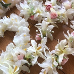 フラダンス　レイ　素材　造花　白の画像