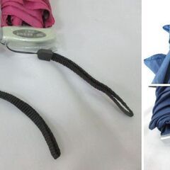 ( せ-A2-8055 )Waterfront ウォーターフロント 折りたたみ傘 ２本 手開き式 ブルー 青 レッドパープル 赤紫 UV加工 中古の画像