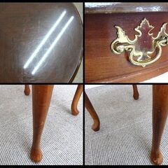 新札幌 / アンティーク 猫脚 サイドテーブル ラウンドテーブル コーヒーテーブル 丸型 机 / No.3422の画像