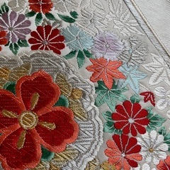 刺繍花柄　袋帯の画像