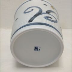 三洋陶器 龍峰窯 夢工房 手描き 染付 赤絵 酒器 ワインクーラー ／鉢カバー 250630-4Tの画像