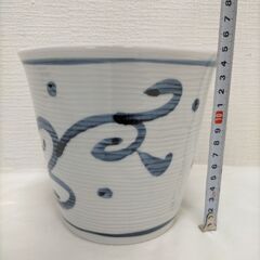 三洋陶器 龍峰窯 夢工房 手描き 染付 赤絵 酒器 ワインクーラー ／鉢カバー 250630-4Tの画像