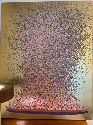 フラワーボート ゴールドピンク 100x80cm タッチドピクチャー