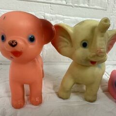 昭和レトロ ヴィンテージ ソフビ人形 動物 3個セット 象 犬 アヒル ゾウ イヌ 日本製 韓国製 現状品 札幌市 白石店 の画像