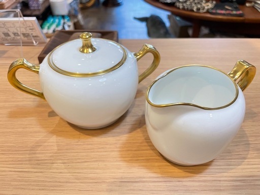 A7117【大倉陶園】ゴールドライン クリーマー シュガーポット