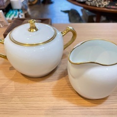 A7117【大倉陶園】ゴールドライン クリーマー シュガーポット