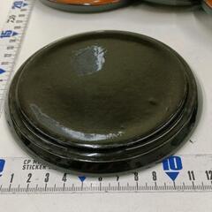 0630-141 漆器　金斑虫喰模様　縁無し厚皿　５枚セットの画像