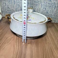 【新品】鍋 キラキラプレート　Marumitu 彩花 薔薇 白 China 器の画像