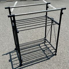 軽量！折り畳み式 物干し 室内用 幅790×奥行500×最大高さ165cm 伸縮式 キャスター式 洗濯用品の画像