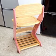 学習イス チェア 学習チェア 高さ調節 ピンク×ナチュラルブラウン 札幌市北区屯田の画像