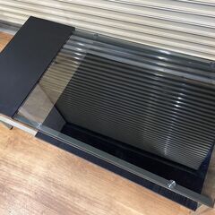 お買い得品！ガラス天板 ローテーブル センターテーブル 幅1100×奥行約550×高さ400mm ブラック 家具の画像