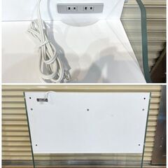 オシャレデスク！新品 東谷 両サイドガラス製 コンパクト机 デスク HAB-631 ホワイト W820×奥行445×高さ810mm 机 家具 取扱説明書付きの画像