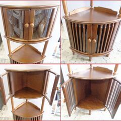 【￥3000-】Beauty AYANO CRAFT コーナー収納 家具 飾り 角収納 レトロ 木製の画像