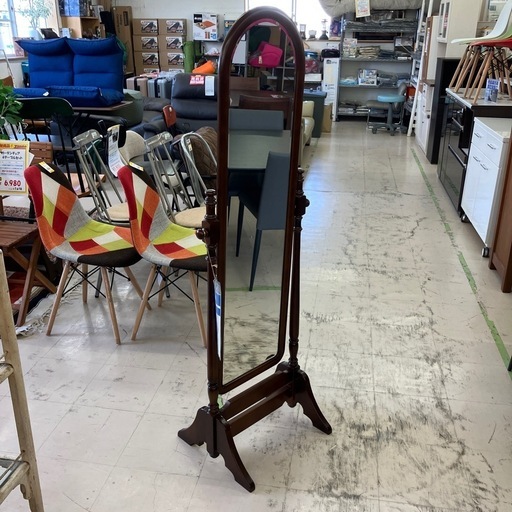 中古美品　カリモク　コロニアル　スタンドミラー　姿見　150cm 公田店