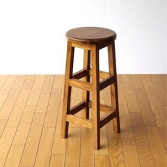 木製　チーク材　ハイスツール 椅子　1脚の画像