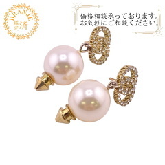 グッチ GUCCI ピアス ラインストーン インターロッキングG...