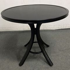 IDC大塚/秋田木工 ラウンドテーブル 幅750 天然木 T-130 ブラック 曲げ木 ダイニング カフェ インテリア 中古家具 店頭引取歓迎 R9765の画像