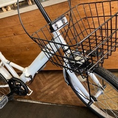 【チェーン新品！】6段変速　20インチ折りたたみ自転車　ホワイトの画像