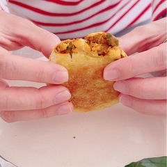 越谷市の米粉のパン教室iro iro  8月のレッスンはフライパンで焼ける米粉のカレーお焼きの画像