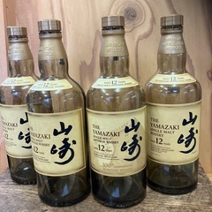空瓶☆サントリーシングルモルトウィスキー山崎12年☆空瓶4本☆お酒☆コレクション☆DIYの画像