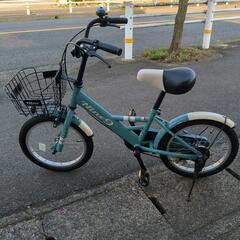子供用自転車 16インチ Nine9 水色 補助輪なし キズ少なめです。【こちらは店舗です。浜村鹿野温泉ICから3分 買取本舗 宮本リサイクル 営業時間9～19時 定休日水曜のみ←連絡できませんm(_ _)m】の画像