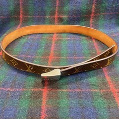 LOUIS VUITTON (ルイヴィトン) モノグラム サンチュール キャレ レザー ベルト ブラウン M6801 LB0032の画像