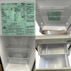 AQUA アクア　135L 2ドア冷蔵庫（シルバー）【右開き】 AQR-J14P-Sの画像