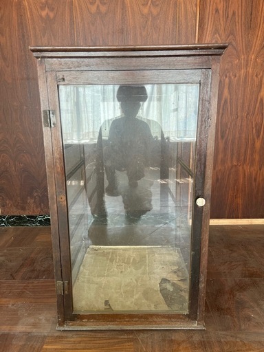 【GO-1033】ガラスキャビネット ガラス戸 レトロ アンティーク ビンテージ