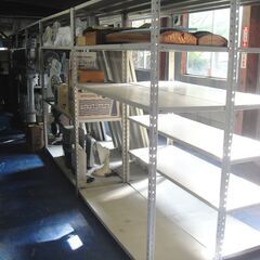 【SZ6062】小樽市引き渡し限定 格安 什器 収納棚 幅1800mm高2100mm奥行600mm 5段 ×10台セット 汚れ錆びキズありの画像