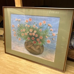 コスモスの絵☆70×90㎝くらい花の絵☆大きな絵☆絵画☆インテリ...