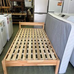 【リサイクルショップ ピカソ 小松原】🛏️✨無印風🌿ナチュラル木製シングルベッド＋マットレスセット✨🛏️★4905★の画像