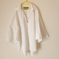 opening ceremonyホワイトオープンカラーシャツ 7分丈の画像