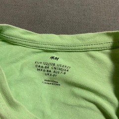 H&M T-Rex スパンコール Tシャツ (122/128)  T-Rexのスパンコールデザインが特徴のライトグリーンTシャツ。  - ブランド: H&M - サイズ: EUR 122/128 の画像