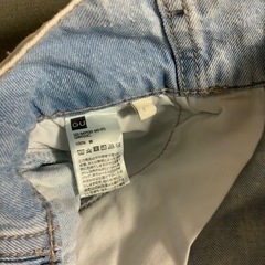 ライトブルーのウエストゴムワイドパンツ　キッズ　サイズL(160センチくらい)の画像