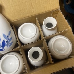 陶器製徳利セット 白青葉模様 10個セット まとめ売りの画像