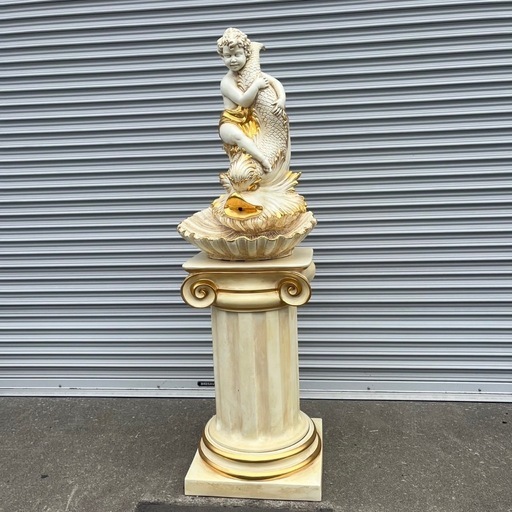 エンジェル　陶器　オブジェ　美術品　ロコロ調　アンティーク　ヴィンテージ　高さ約160cm