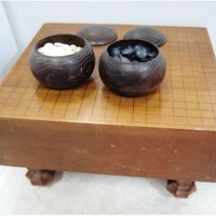 本格囲碁セット脚付碁盤＆碁石（白・黒）ケース入へそ有ボード