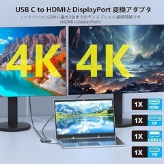 USB-C HDMIとDisplayPort変換アダプタ 4-IN-1の画像