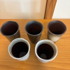 湯飲みセット グラスセット 5個セット 白と茶のグラデーションの画像