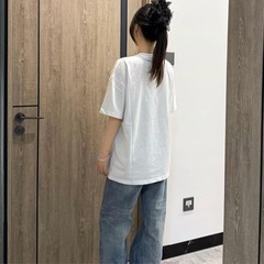 ホワイト ゆったり Tシャツメンズ Tシャツ レディース オーバーサイズの画像