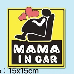 MAMA IN CAR 
ステッカー 15x15cm